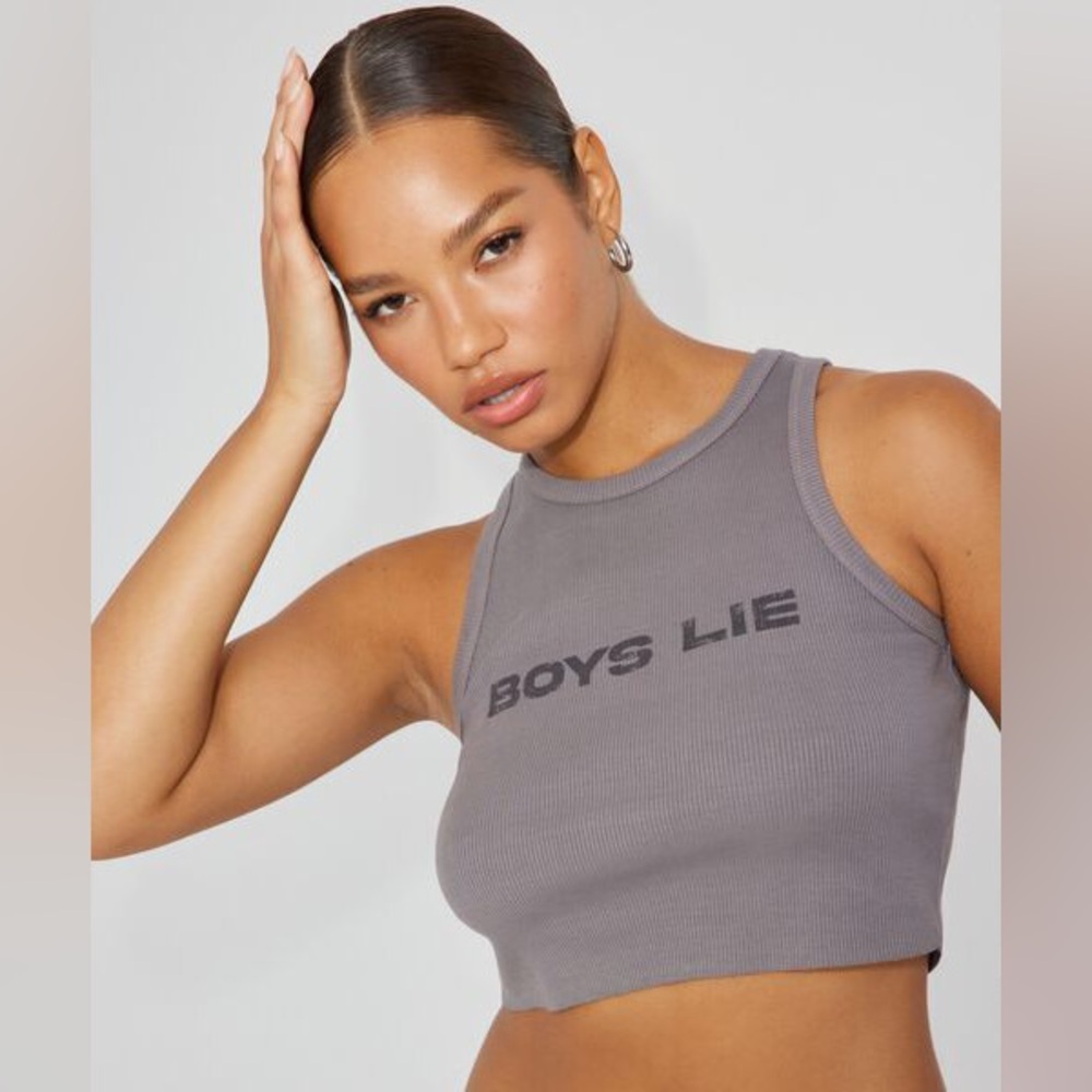 Boys Lie Gray Garage Cropped Tank Top